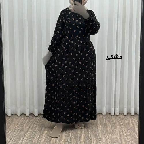 پیراهن ساحلی نخی گلدار زنانه و دخترانه فری سایز مناسب تا 44 با کمربند