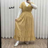 پیراهن ساحلی نخی آستین کوتاه مدل سلن فری سایز مناسب تا 46