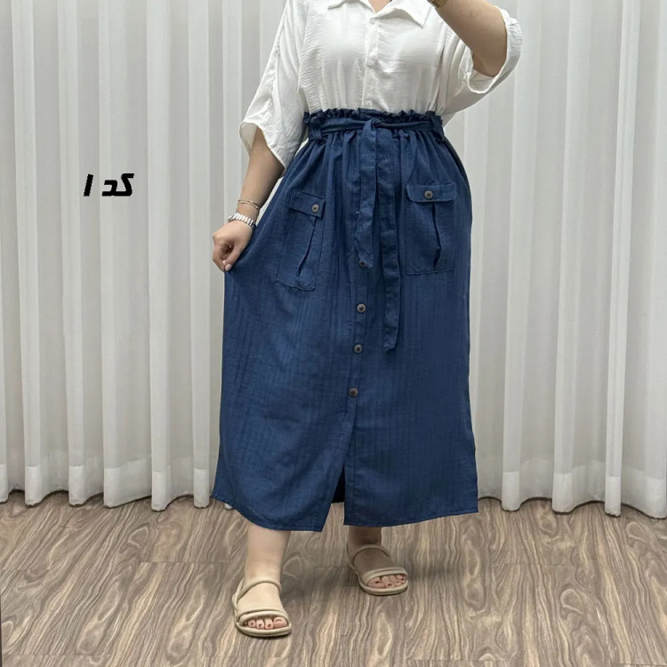 دامن زنانه نخی مدل پرایا فری سایز مناسب تا 48