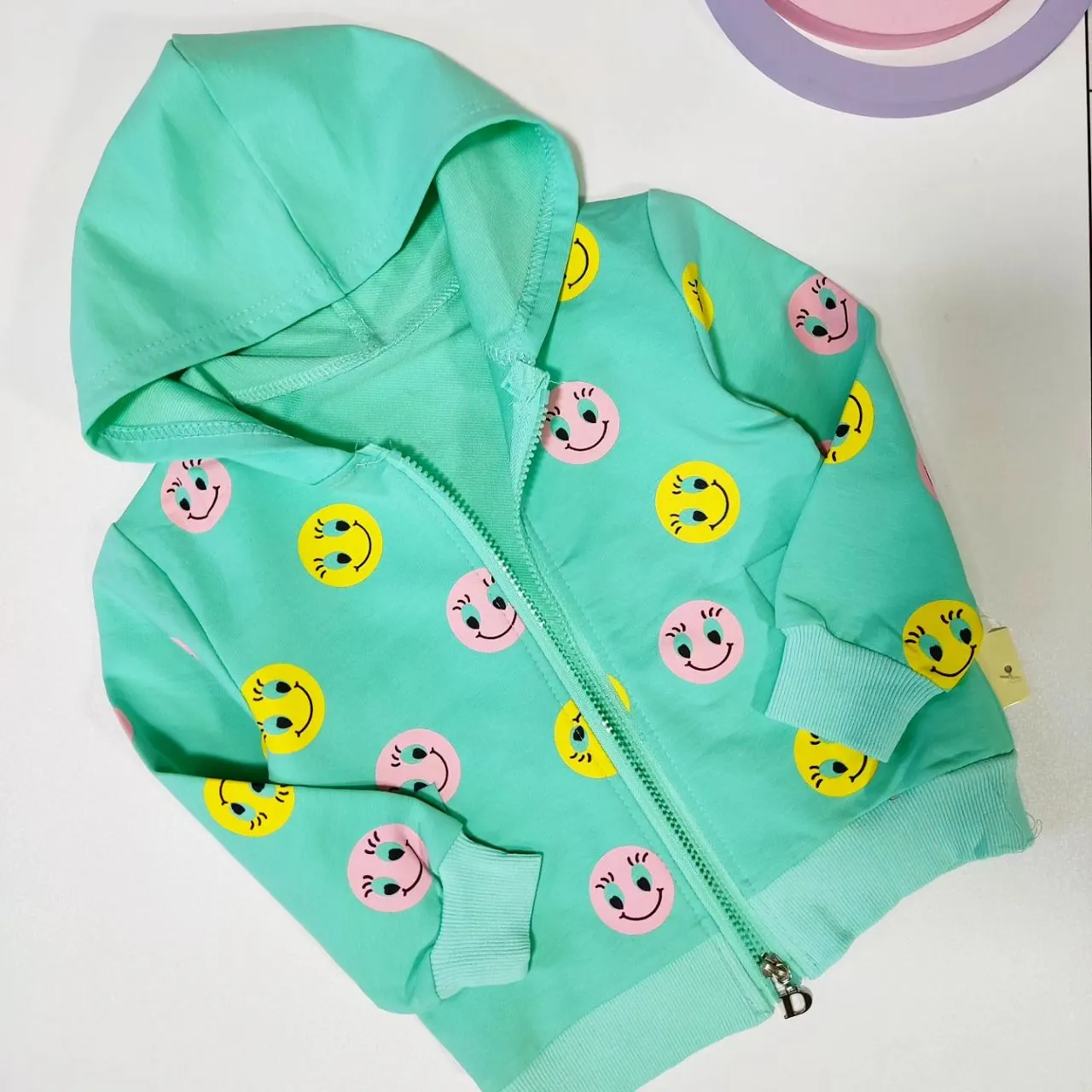 ست سه تکه بچگانه طرح استیکر شامل سویشرت بلوز و شلوار نخ پنبه ضخیم مناسب 9 ماه تا 4 سال