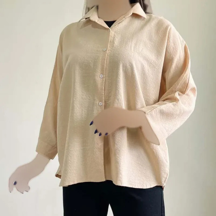 شومیز لینن خفاشی زنانه قد 67 سانت دور سینه 144 سانت کد 1365