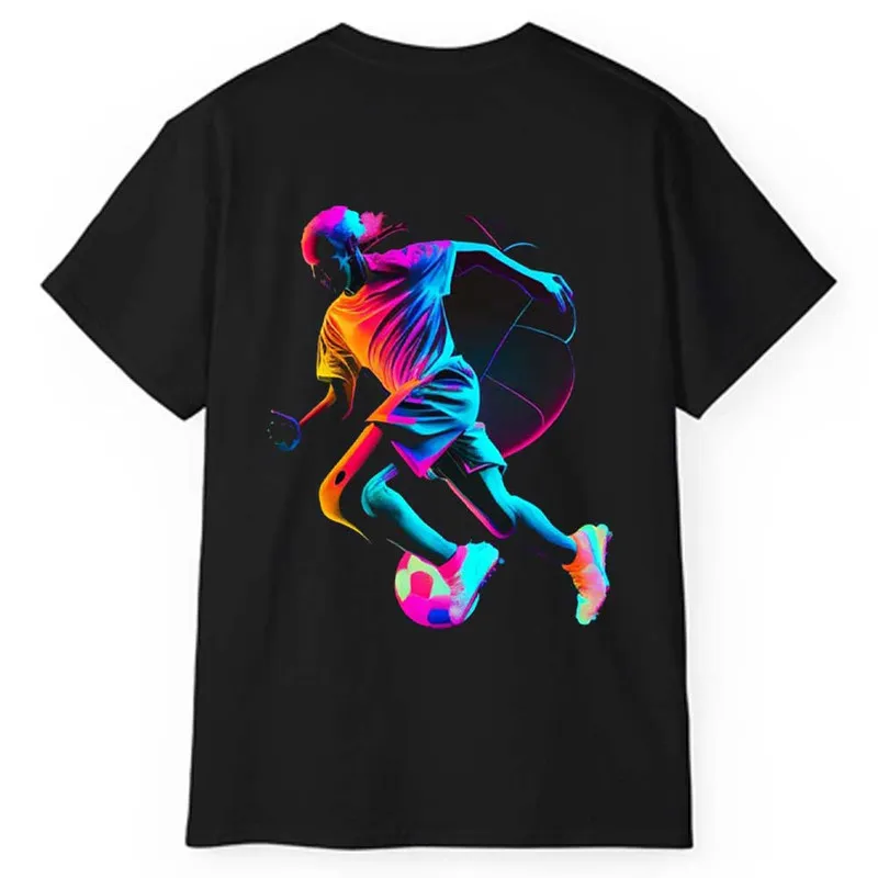 تیشرت آستین کوتاه مردانه پاد آفرین مدل فوتبالیست کد 1180 طرح چاپ جنس پلی استر نخ