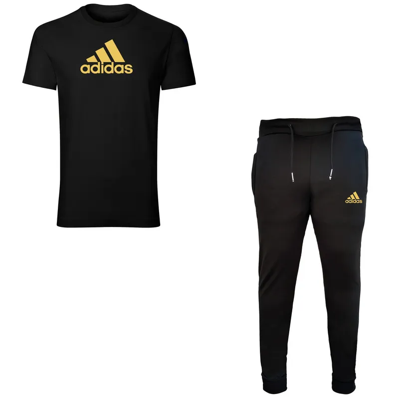 ست تی شرت و شلوار ورزشی مردانه نخی ساده مدل 9876 مناسب بهار و تابستان