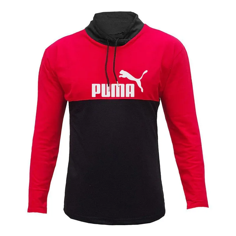 تیشرت آستین بلند مردانه طرح پوما مدل U7967 یقه ایستاده جودون دو رنگ مناسب پاییز و زمستان