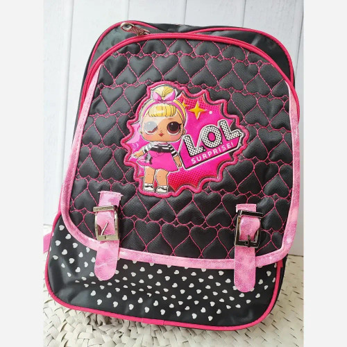 کوله پشتی دخترانه فانتزی جادار دارای 3 زیپ و جای قمقمه ابعاد 37 در 27 در 14 سانتی متر