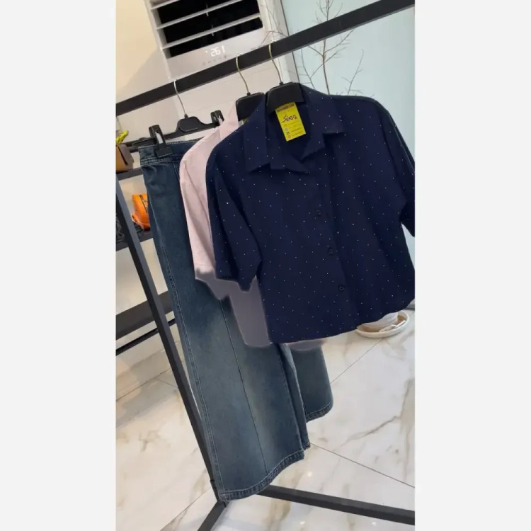 شومیز دخترانه تابستانه نگین دار کد 1227
