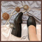 کفش طبی زنانه پاشنه دار مدل هلالی رویه چرم بیاله درجه یک پاشنه 5 سانت