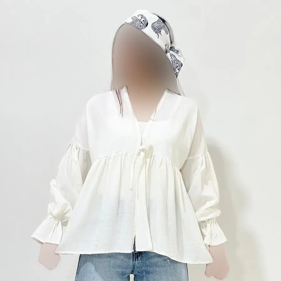 شومیز عروسکی گره ای زنانه جنس لینن فری سایز