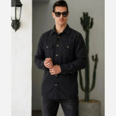 پیراهن کتان مردانه مدل یاشیل رنگ مشکی در 5 سایز مختلف