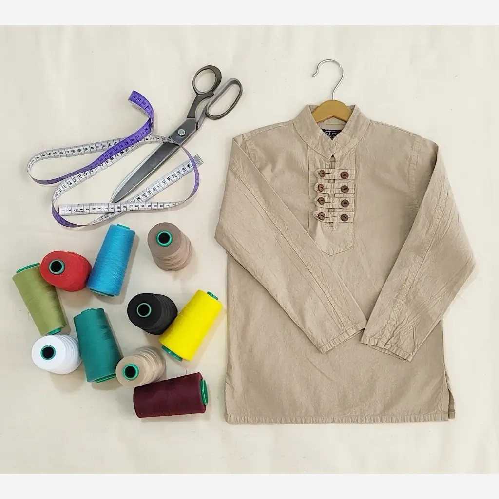 پیراهن پسرانه الیاف طبیعی مدل آرشا رنگ خاکی سایز 1 تا 7