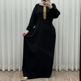 پیراهن ساحلی نخی زنانه و دخترانه آینه کاری فری سایز تا 48