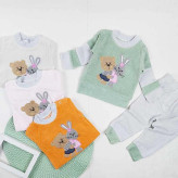 ست بلوز و شلوار نوزادی مخمل طرح خرس و خرگوش