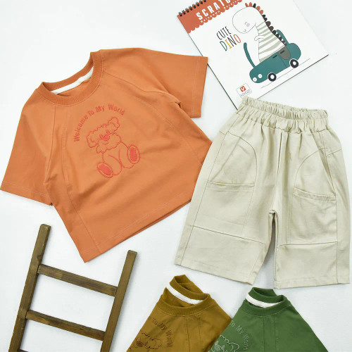 ست تیشرت و شلوارک پسرانه طرح سگ پنبهای کد 11655
