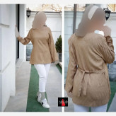تونیک بهاره نخی کمربندی طرح موجی زنانه سایز 40 تا 46