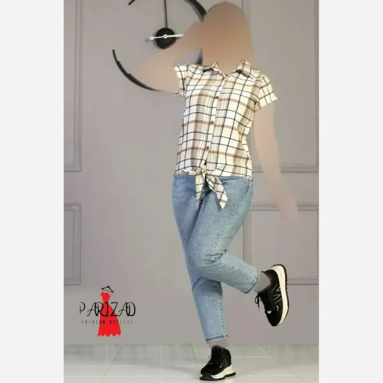 شومیز زنانه گرهی نخی چهارفصل سایز لارج و ایکس لارج