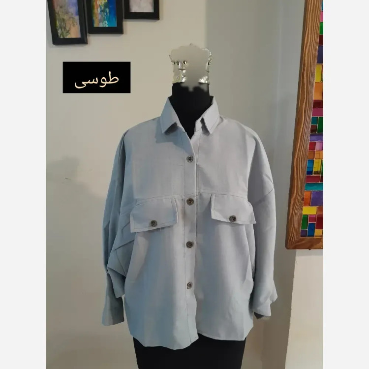 مانتو پانچ کوتاه اسپرت دانشجویی پارچه لینن قواره دار سایز بزرگ