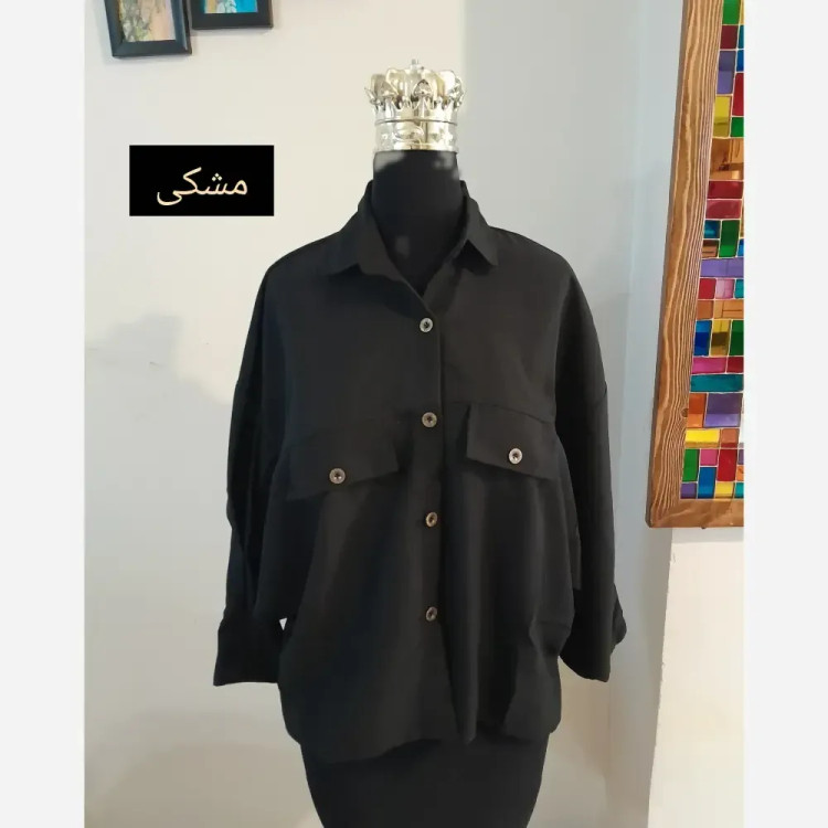 مانتو پانچ کوتاه اسپرت دانشجویی پارچه لینن قواره دار سایز بزرگ