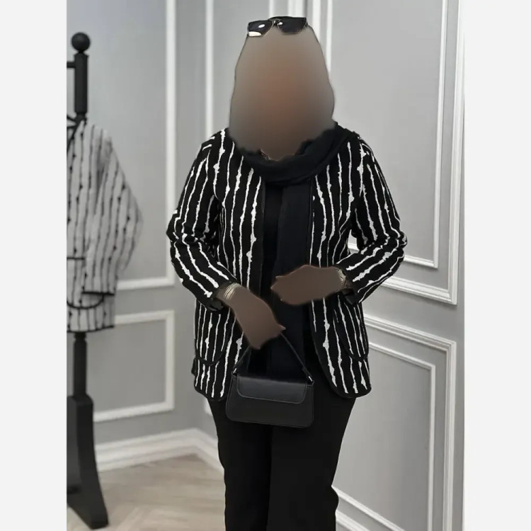کت زنانه الیزا جنس تافته سوزن دوزی مشکی فری سایز 36 تا 46