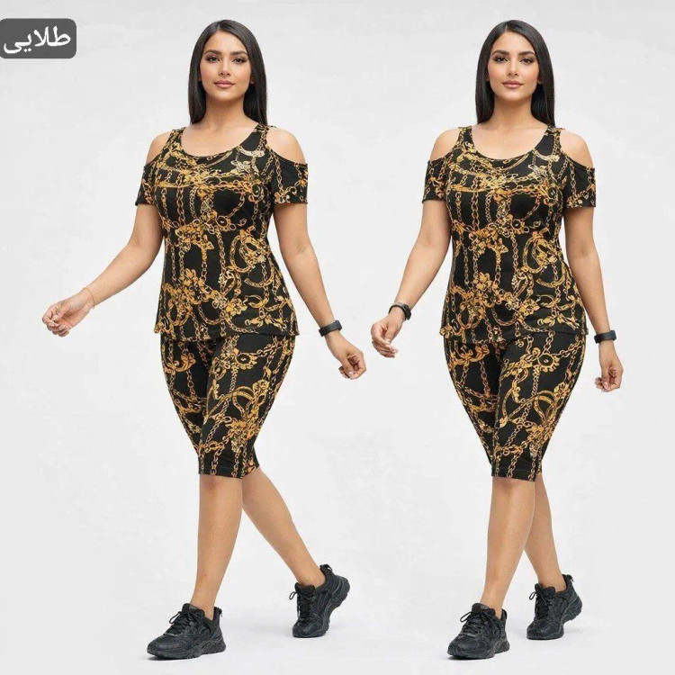 ست تاپ و شلوارک زنانه مدل ژوبین جنس ویسکوز الیزه فول کش فری سایز 36 تا 52