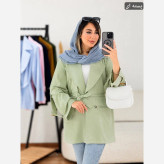 مانتو کتی زنانه مدل آستین سگک دار جنس کتان لنین نچرال فری سایز