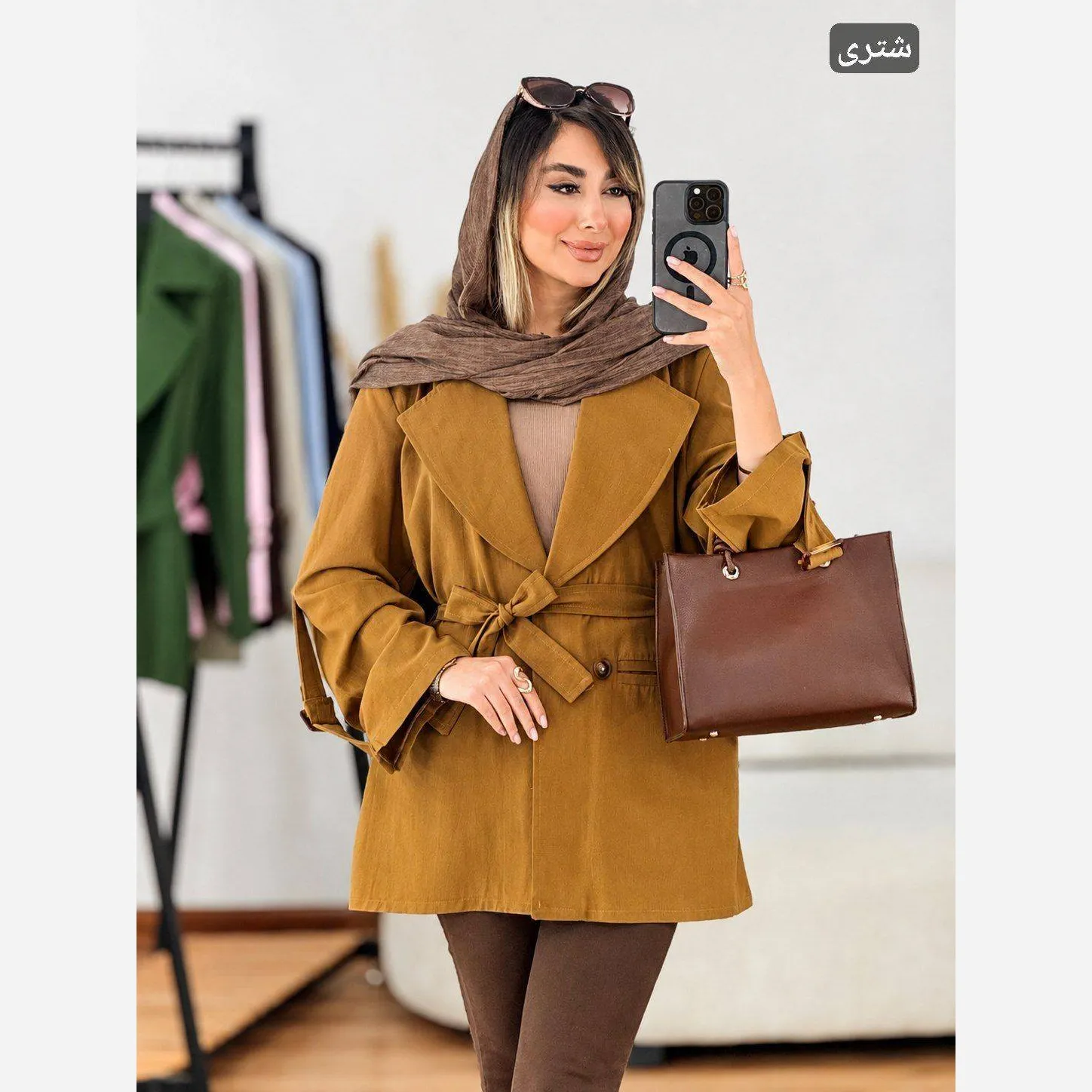 مانتو کتی زنانه مدل آستین سگک دار جنس کتان لنین نچرال فری سایز