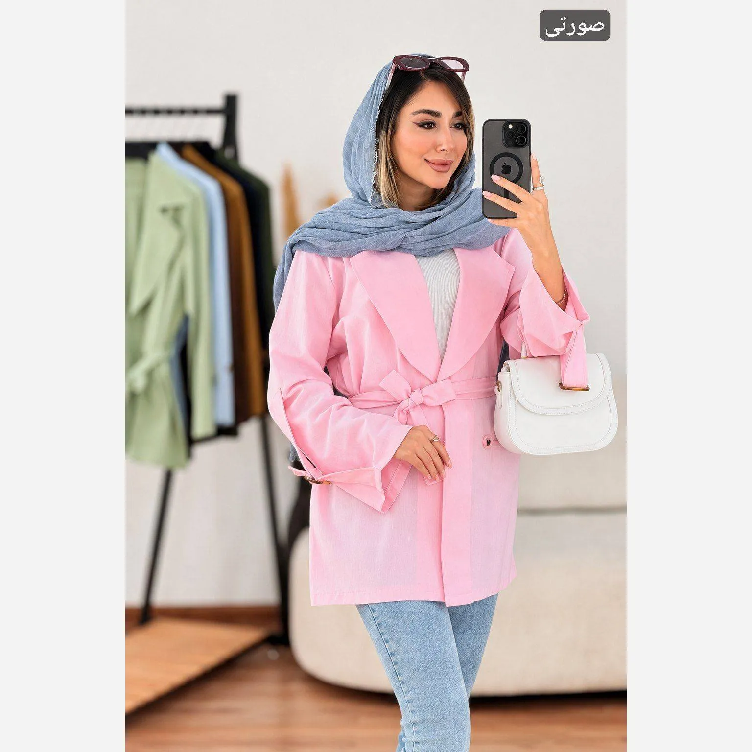 مانتو کتی زنانه مدل آستین سگک دار جنس کتان لنین نچرال فری سایز