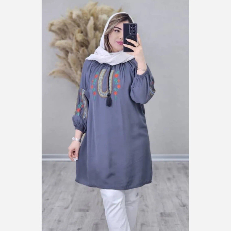 شومیز زنانه تارا جنس شانتون گلدوزی شده فری سایز مناسب 38 تا 48