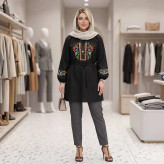 شومیز زنانه گلدوزی شده مدل مارال جنس شانتون فری سایز