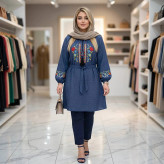 شومیز زنانه گلدوزی شده مدل مارال جنس شانتون فری سایز