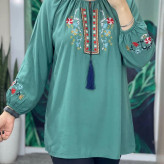 شومیز زنانه گلدوزی شده مدل مارال جنس شانتون فری سایز