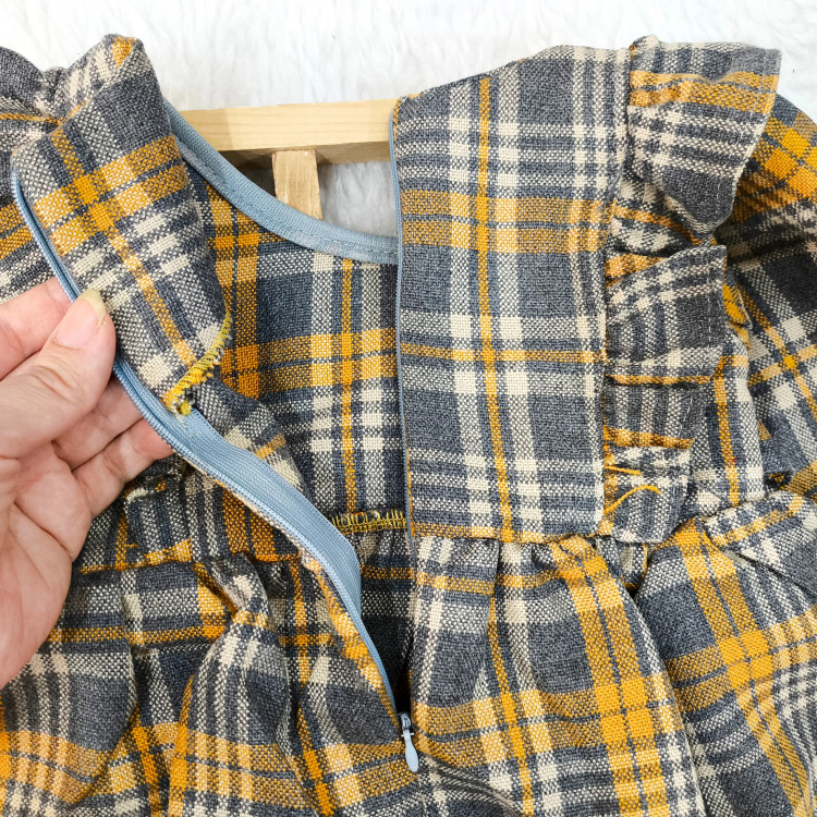 پیراهن کشمیر چهارخانه دخترانه مناسب 1 تا 4 سال