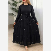 پیراهن زنانه مدل ستاره جنس بوگاتی رنگ مشکی فری سایز 36 تا 46