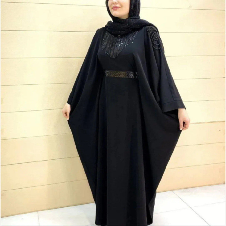 عبای زنانه مدل مرینوس جنس الیزه رنگ مشکی فری سایز