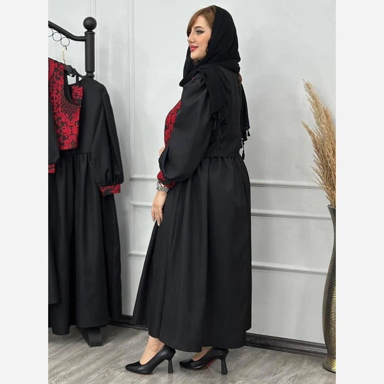 پیراهن زنانه مدل نارسیس جنس تافته سوزن دوزی و کرپ اندونزی فری سایز 36 تا 46