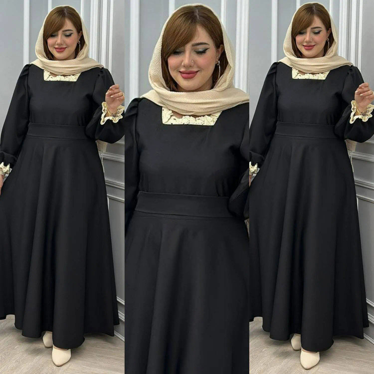 پیراهن زنانه مدل بنین جنس الیزه رنگ مشکی سایز فری 38 تا 46