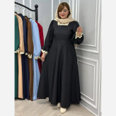 پیراهن زنانه مدل بنین جنس الیزه رنگ مشکی سایز فری 38 تا 46