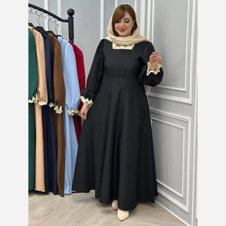پیراهن زنانه مدل بنین جنس الیزه رنگ مشکی سایز فری 38 تا 46