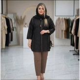 شومیز مانتویی کتان ژاکارد دینا فری سایز رنگ مشکی قهوه ای