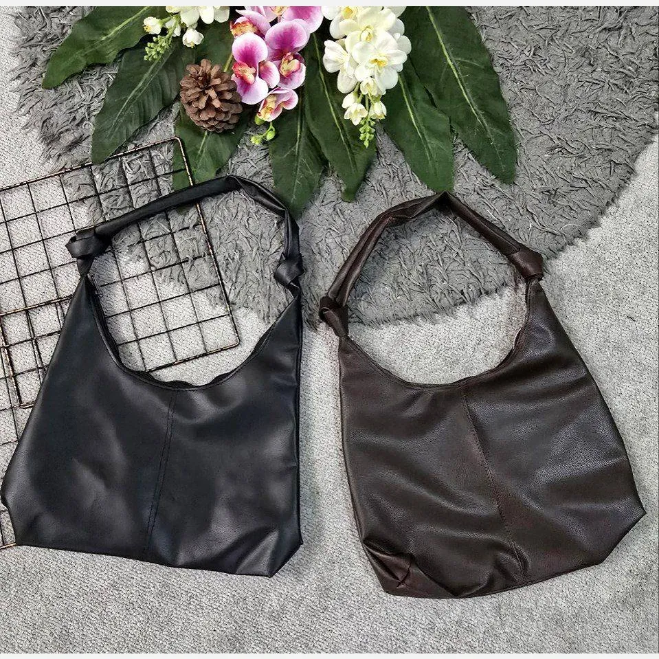 کیف چرمی بند گره ای سبک و جادار رنگ مشکی و موکا