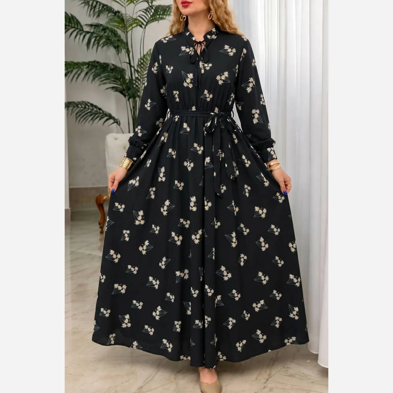 پیراهن زنانه باراکا جنس بوگاتی رنگ مشکی سایز فری 38 تا 46