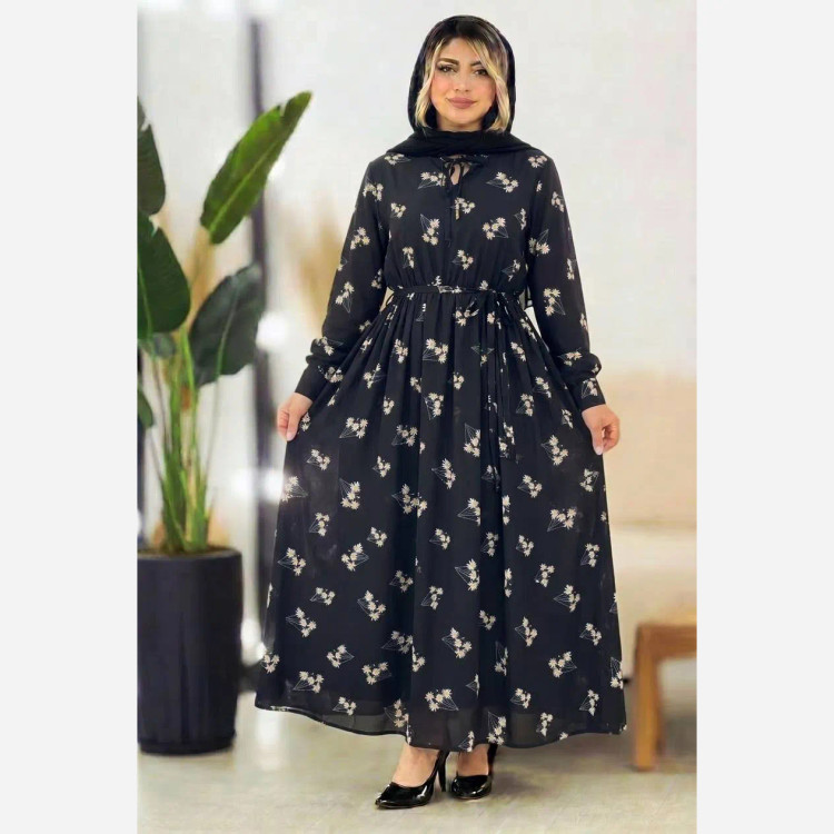 پیراهن زنانه باراکا جنس بوگاتی رنگ مشکی سایز فری 38 تا 46