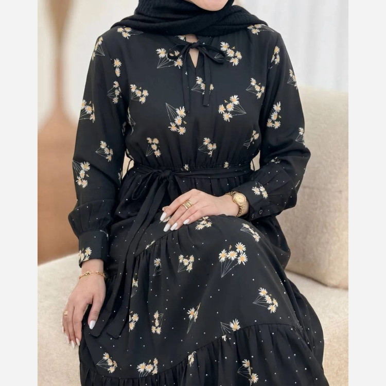 پیراهن زنانه باراکا جنس بوگاتی رنگ مشکی سایز فری 38 تا 46