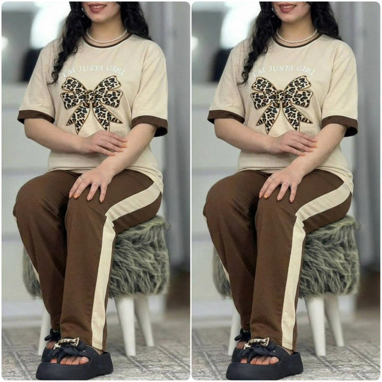 ست بلوز و شلوار زنانه پنبه گلکسی مدل ژیوا فری سایز