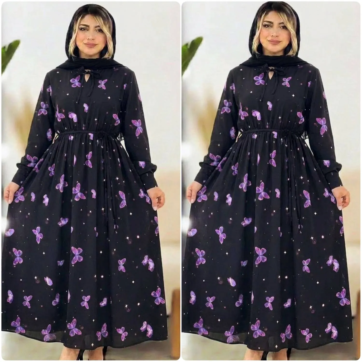 ساحلی بلند زنانه مدل آیریس جنس بوگاتی رنگ مشکی فری سایز
