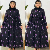 ساحلی بلند زنانه مدل آیریس جنس بوگاتی رنگ مشکی فری سایز
