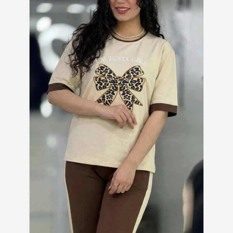 ست بلوز و شلوار زنانه پنبه گلکسی مدل ژیوا فری سایز