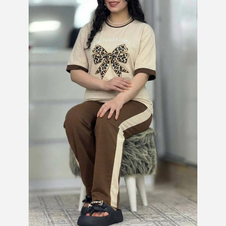 ست بلوز و شلوار زنانه پنبه گلکسی مدل ژیوا فری سایز