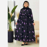 ساحلی بلند زنانه مدل آیریس جنس بوگاتی رنگ مشکی فری سایز
