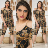 تاپ و شلوارک تینا فلامنت لطیف کشی سایز 38 تا 46