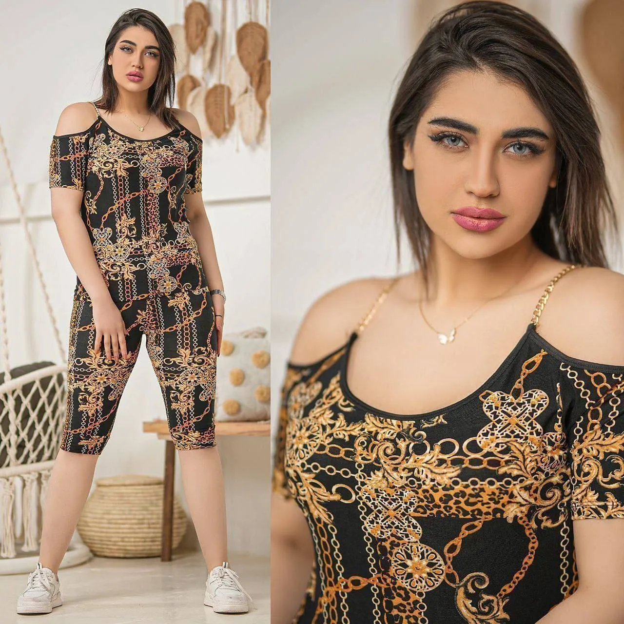 تاپ و شلوارک تینا فلامنت لطیف کشی سایز 38 تا 46